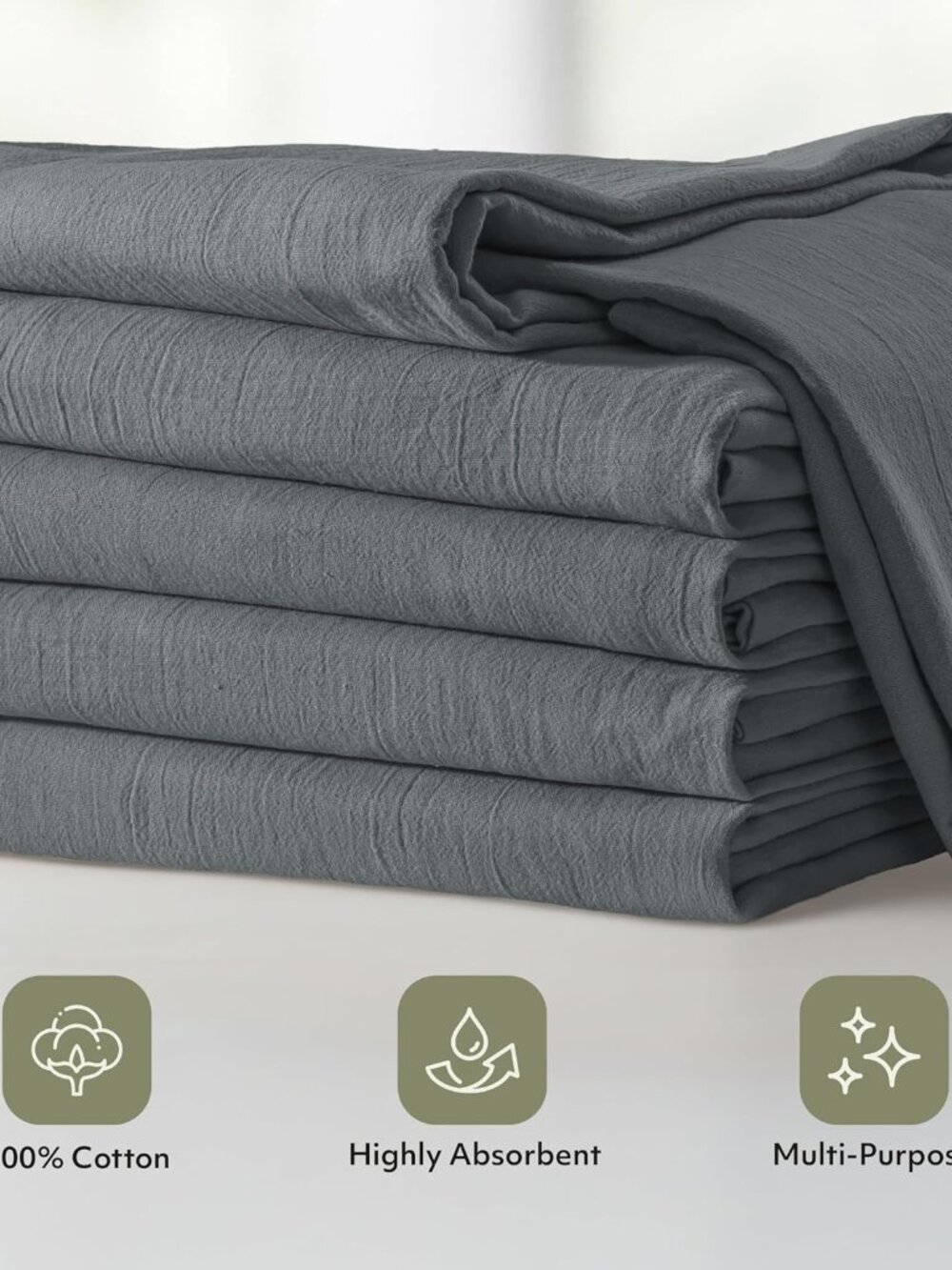 Light Grey Flour Sack Towels [12 Pack-28 x 28 In]100% Cotton - Picture 2 of 9